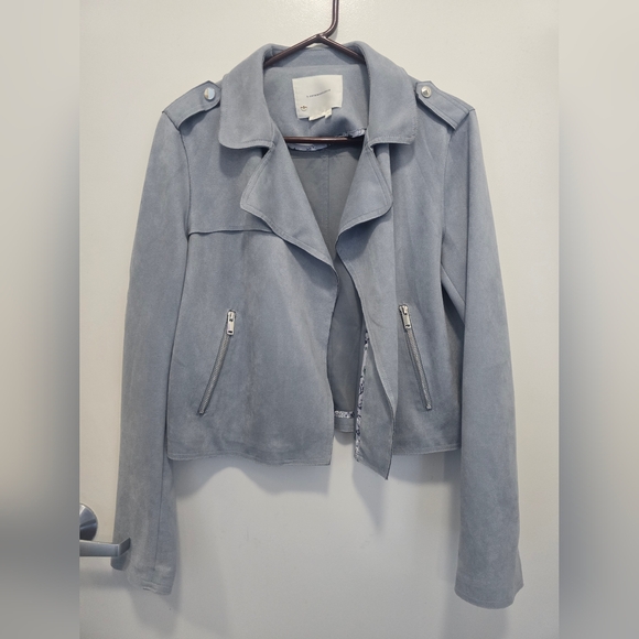 Anthropologie Light Gray Leather Jacket - Picture 4 of 10